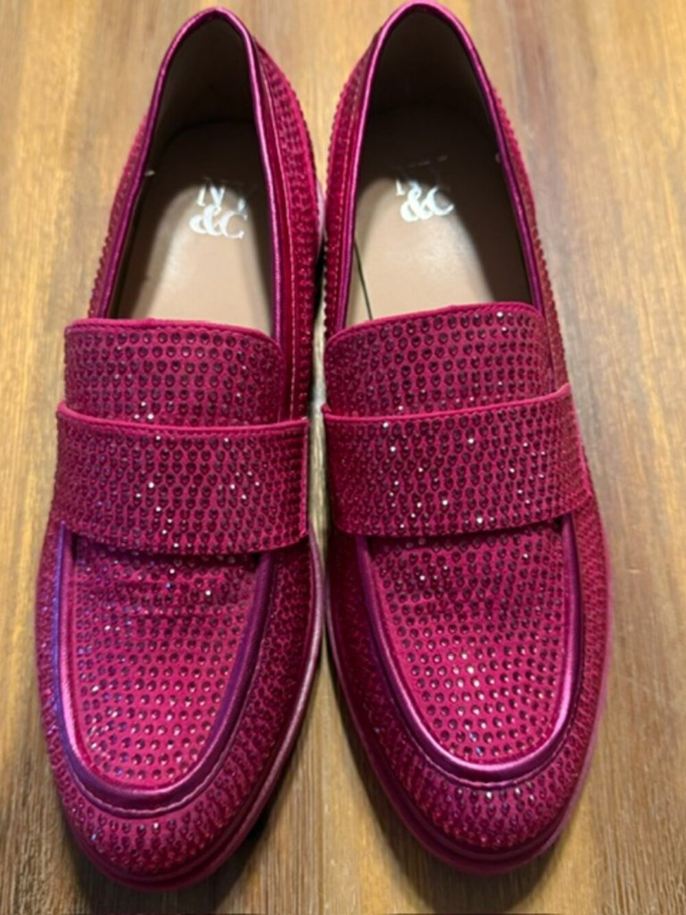 NWOB New York & Company Pink Abigail Rhinestone Loafers NWOB Size 8